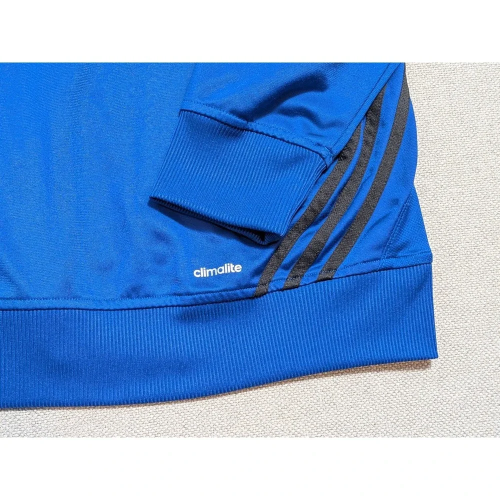Adidas Climalite Track Jacket Mens L Royal Blue Black 3-Stripe Full Zip Gym